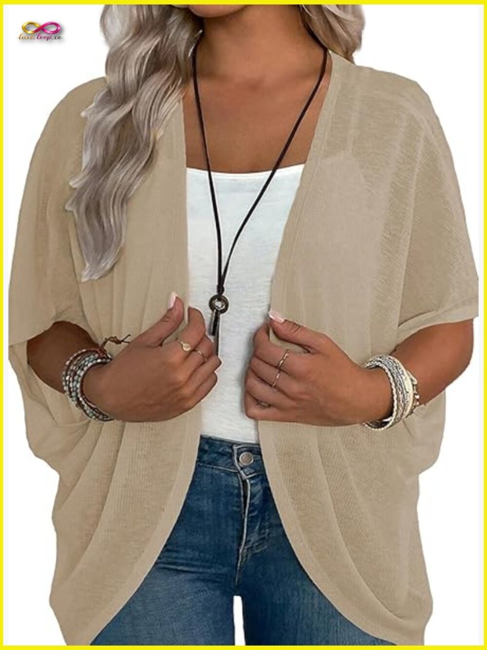 Plus Size Open Front Cardigan Lightweight Loose Summer Kimono Cover Up
